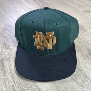 VTG  Notre Dame Fighting Irish Snapback Hat Green Blue Wool Cap USA